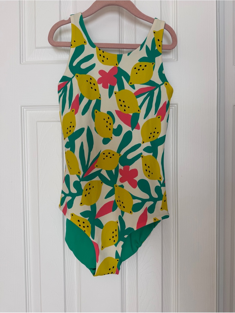 Hanna Anderson Reversible Lemon One-Piece Swimsuit Size 12
